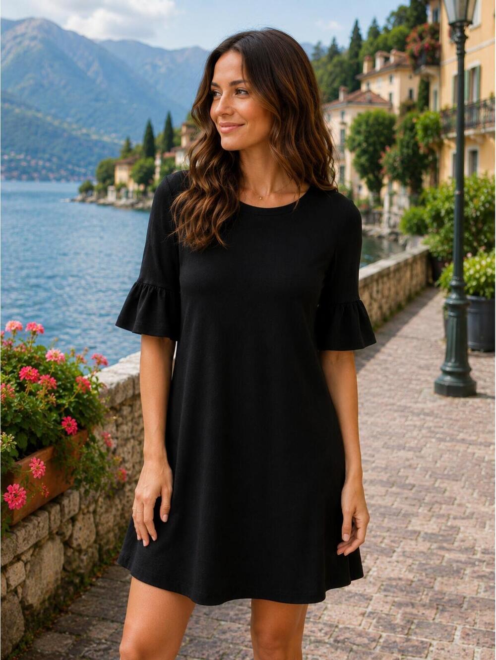 Max Studio Women’s Black 3/4 Bell Sleeve Casual Swing Dress Size XS